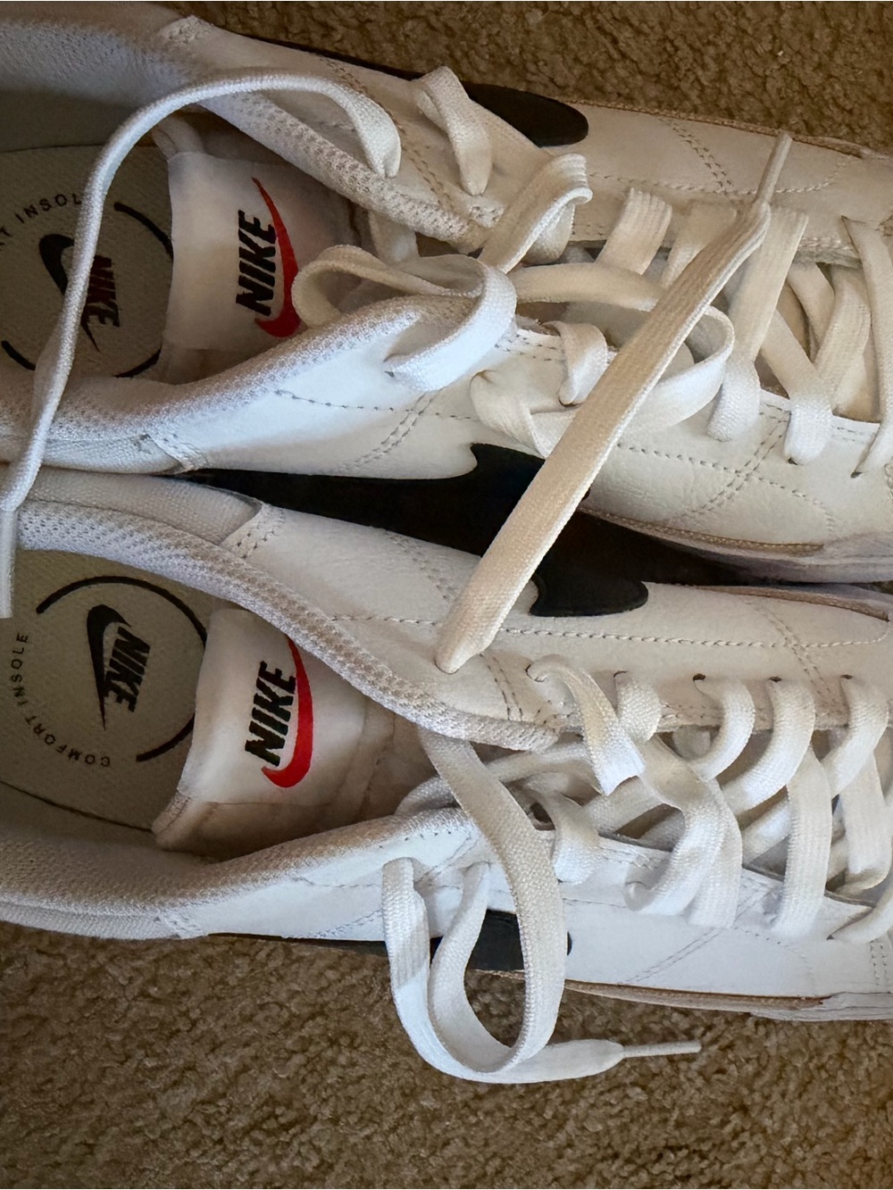 Nike Women's Legacy White Sneakers with Black Swoosh - 10 - worn twice